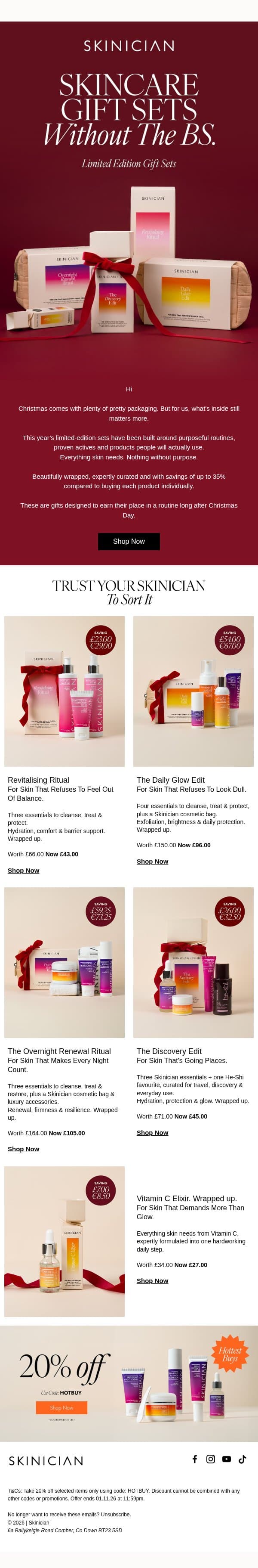 Skincare Gift Sets Without The BS 🎁 email from Skinician screenshot