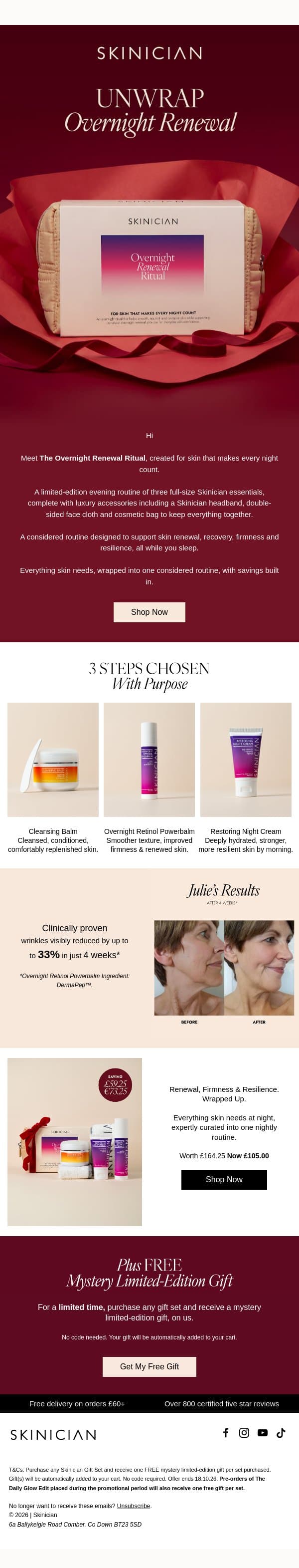 Make Every Night Count 🌜 email from Skinician screenshot