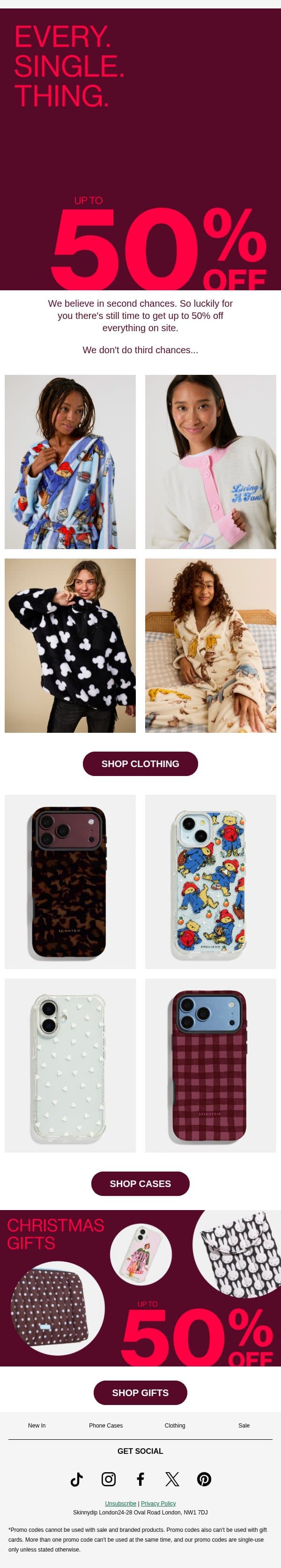 Everything's Reduced 😱 email from Skinnydip London screenshot
