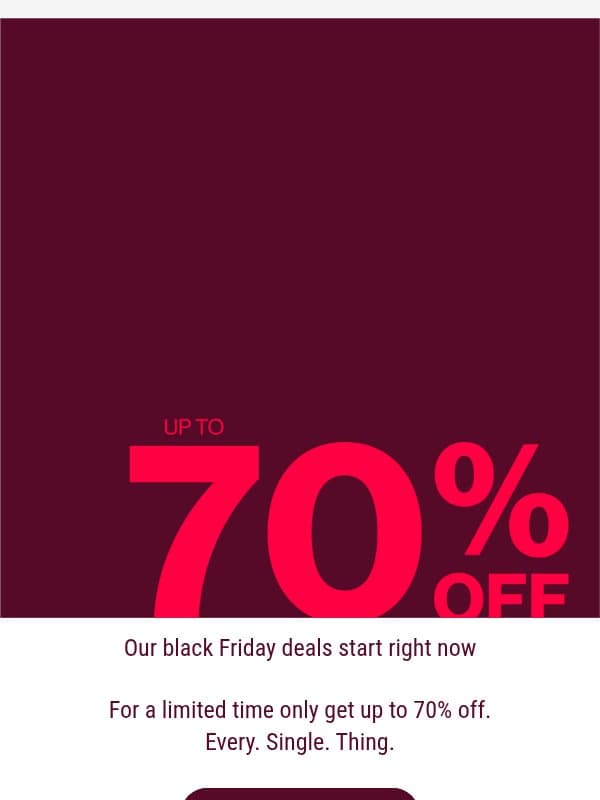Up To 70% Off EVERYTHING email from Skinnydip London