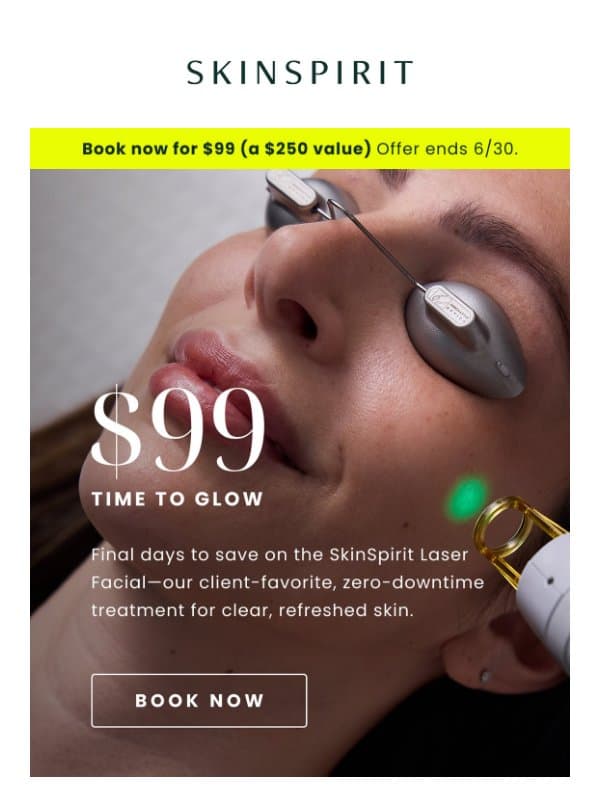 Last chance: Laser Facial for $99 ⏰ email from SkinSpirit MedSpa