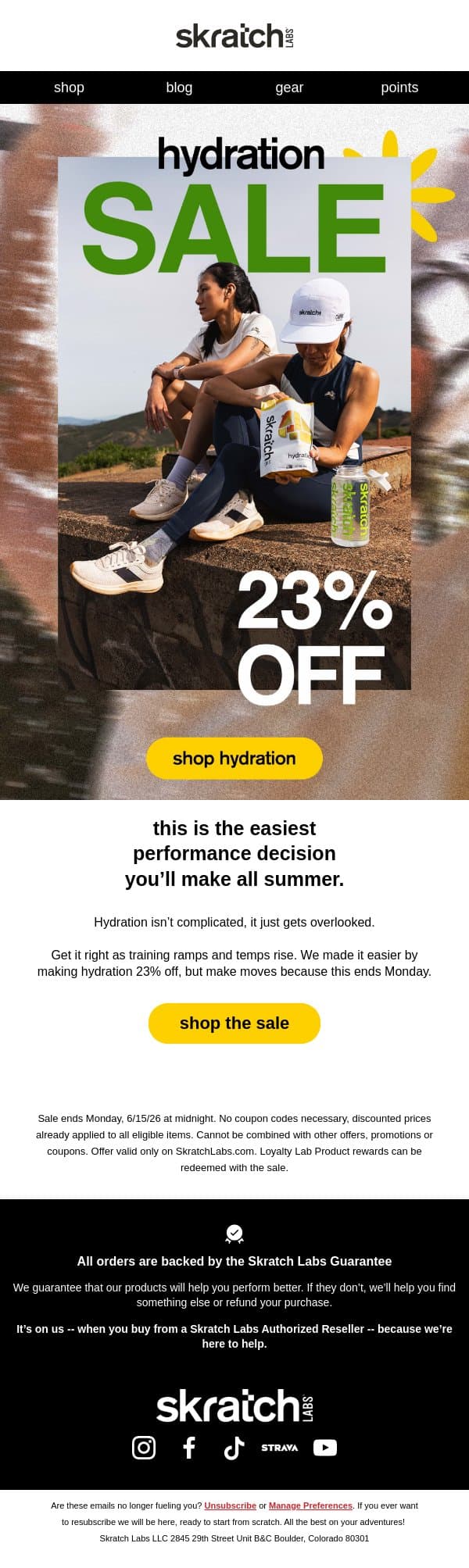 2026 Hydration Day Sale email from Skratch Labs screenshot