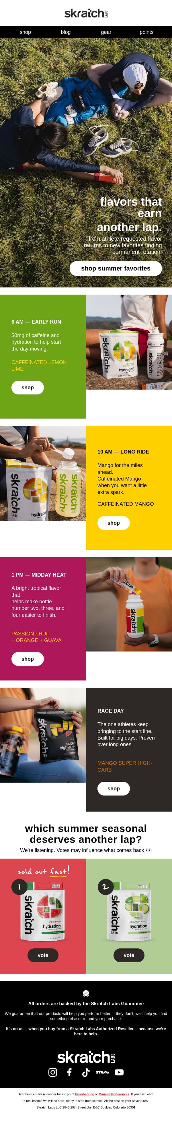 Vote to Bring Back a Flavor email from Skratch Labs screenshot