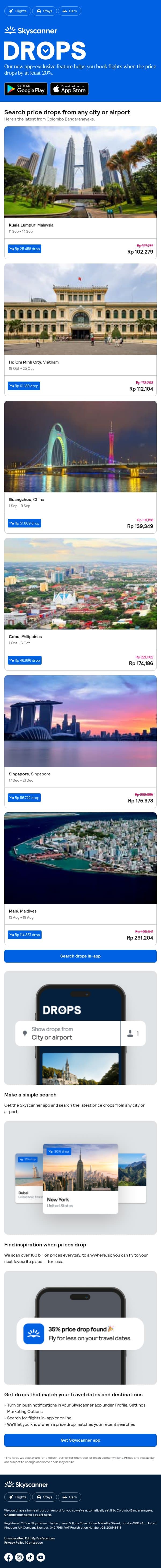 Your weekly price drops, from Rp 102,279 βοΈ π email from Skyscanner screenshot
