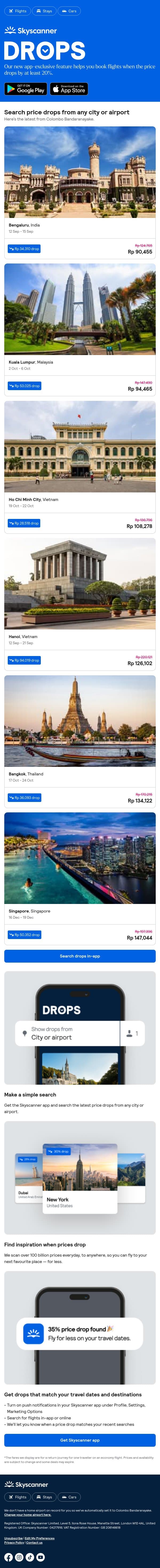 Your weekly price drops, from Rp 90,455 βοΈ π email from Skyscanner screenshot
