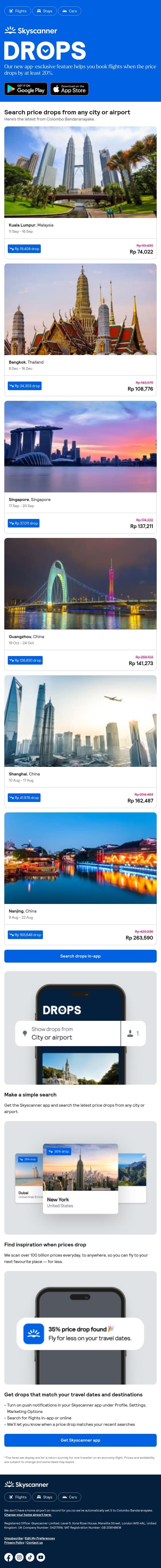 Your weekly price drops, from Rp 74,022 βοΈ π email from Skyscanner screenshot