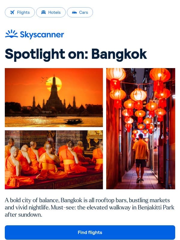 Spotlight on: Bangkok email from Skyscanner