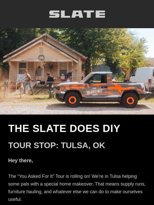 The Slate shows up. email from Slate Auto