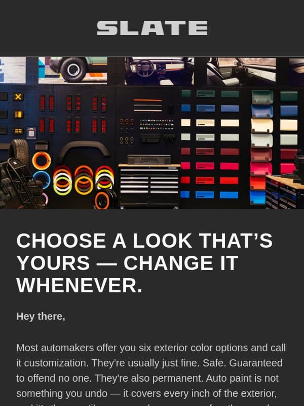 Your wrap. Your call. email from Slate Auto