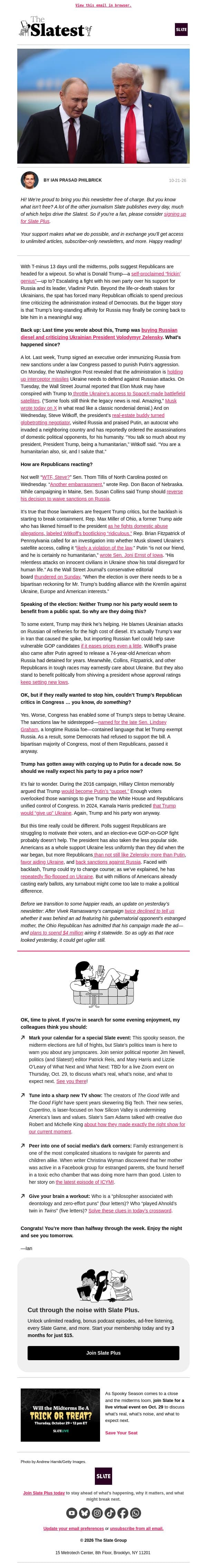 Is Trump trying to lose the midterms? email from Slate screenshot