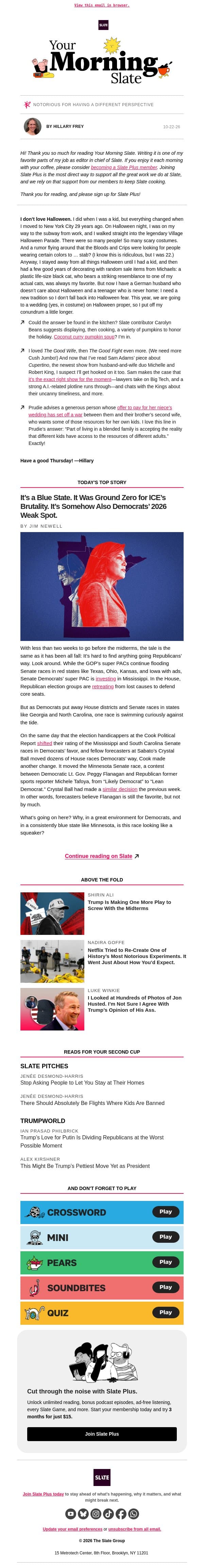 A very not-scary way to celebrate Halloween email from Slate screenshot