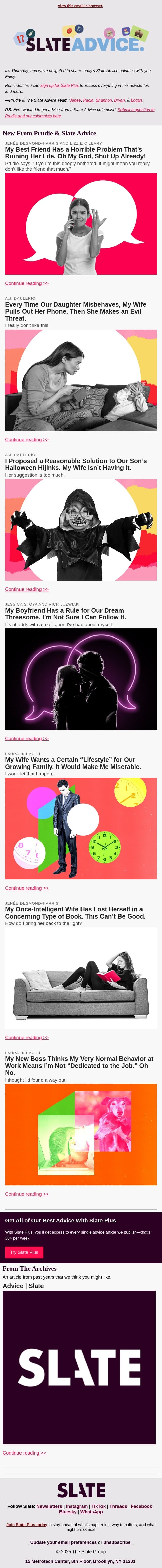 My Best Friend Has a Horrible Problem That’s Ruining Her Life. Oh My God, Shut Up Already! email from Slate screenshot