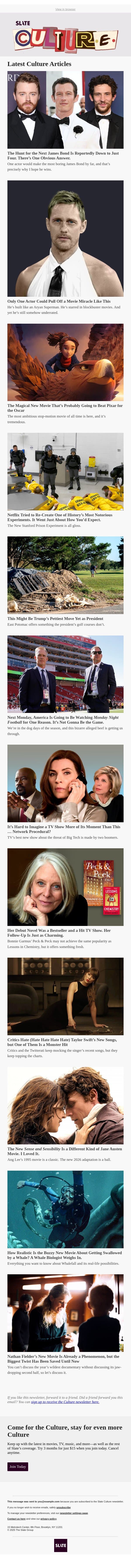 The Hunt for the Next James Bond Is Reportedly Down to Just Four. There’s One Obvious Answer. email from Slate screenshot