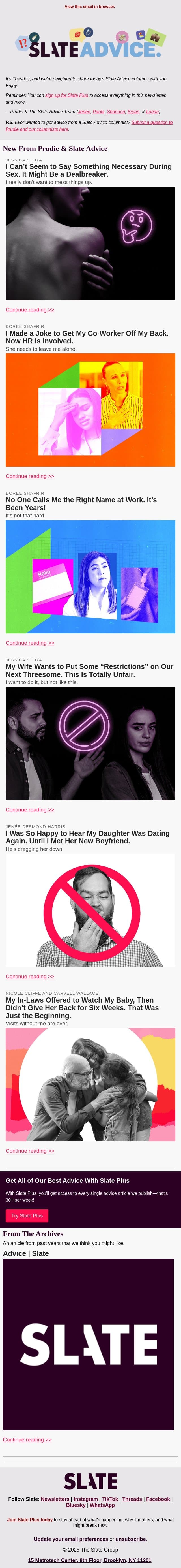 I Can’t Seem to Say Something Necessary During Sex. It Might Be a Dealbreaker. email from Slate screenshot