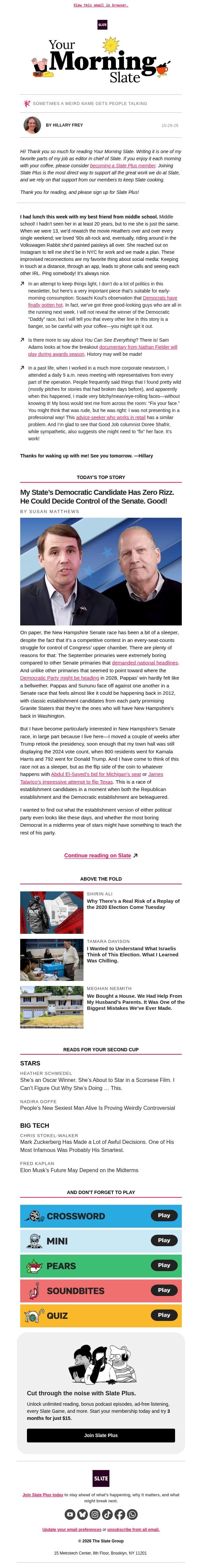 Finally! Democrats’ candidates are actually hot. email from Slate screenshot