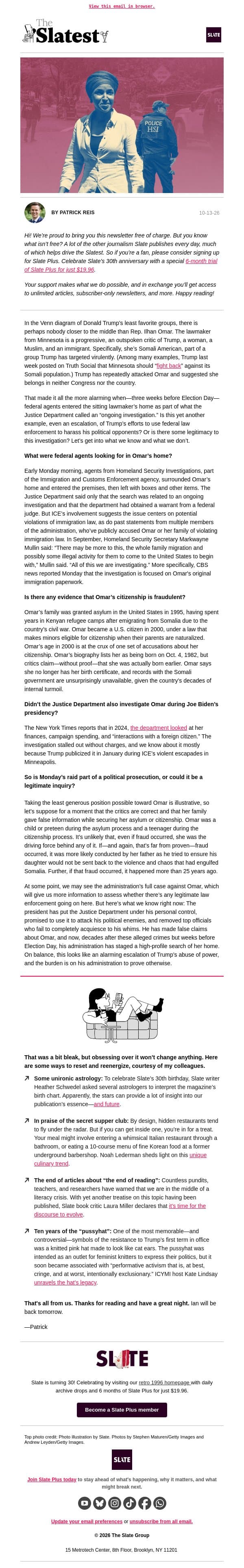 Is there any chance the Omar raid is legitimate? email from Slate screenshot