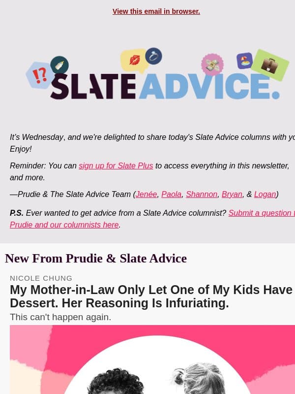 My Mother-in-Law Only Let One of My Kids Have Dessert. Her Reasoning Is Infuriating. email from Slate