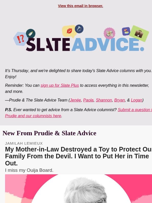 My Mother-in-Law Destroyed a Toy to Protect Our Family From the Devil. I Want to Put Her in Time Out. email from Slate