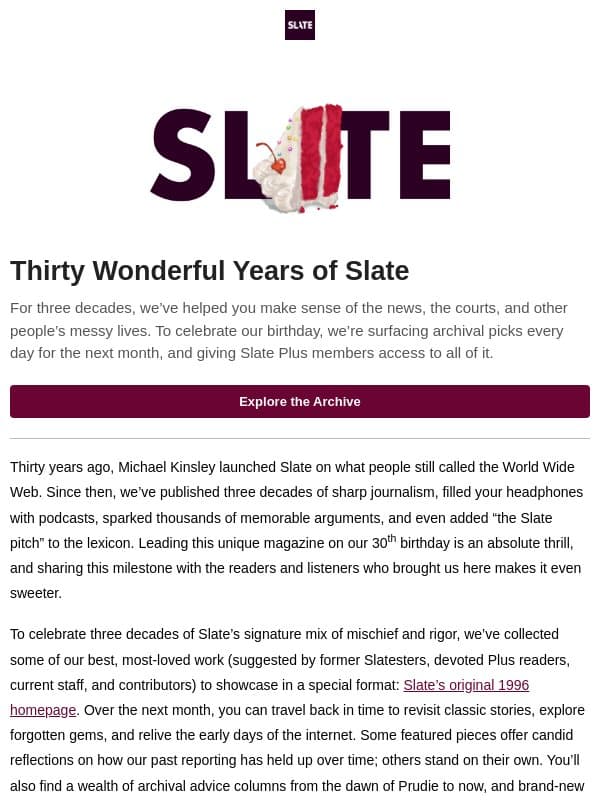 Thirty wonderful years of Slate email from Slate