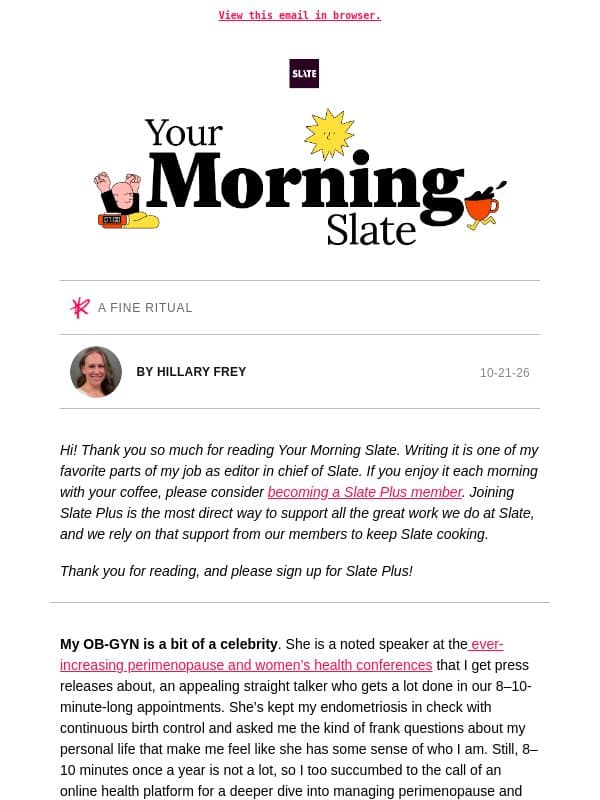 The perimenopause–industrial complex email from Slate