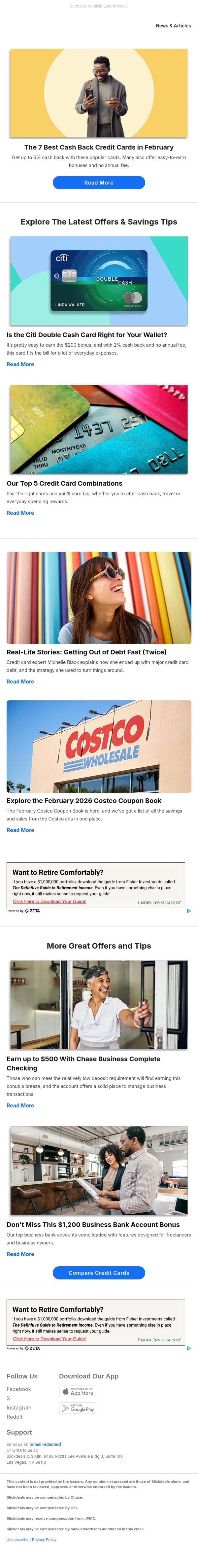 Lock In Up to $250 in Bonuses With These Cash Back Cards email from Slickdeals screenshot
