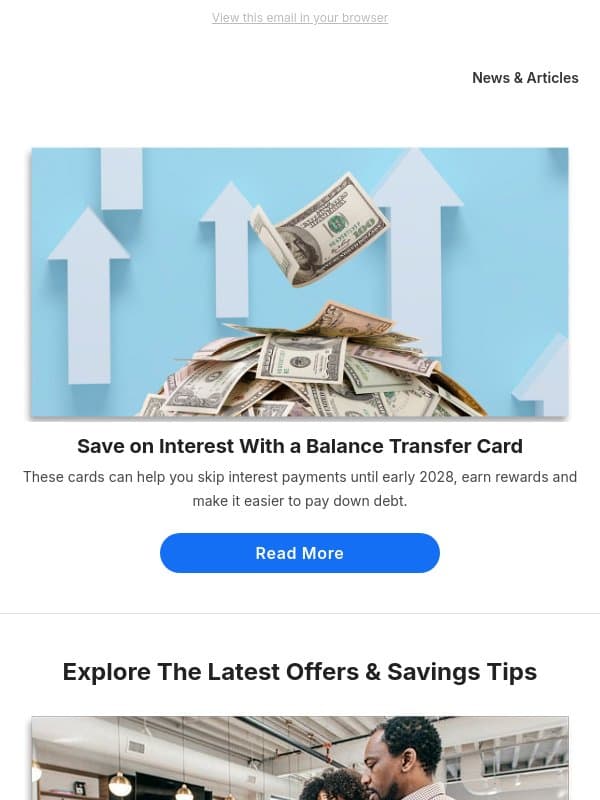 Avoid Interest Charges Until 2028 With The Top Balance Transfer Cards email from Slickdeals