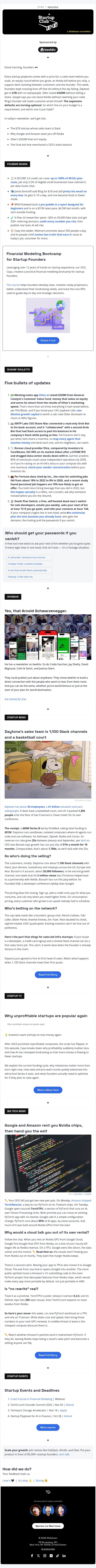 🕶️ A 30-person startup just hit $1B email from Slidebean screenshot
