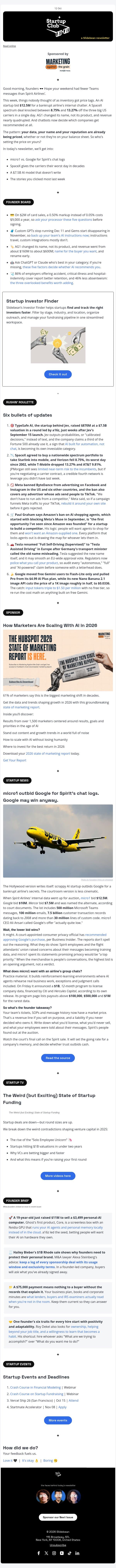 🕶️ micro1 outbid Google for chat logs email from Slidebean screenshot