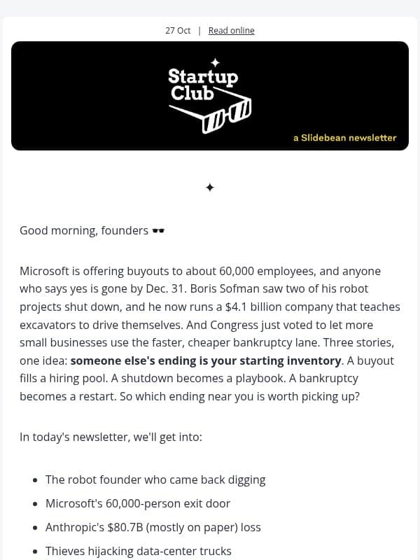 🕶️ Microsoft will pay 60,000 to quit email from Slidebean