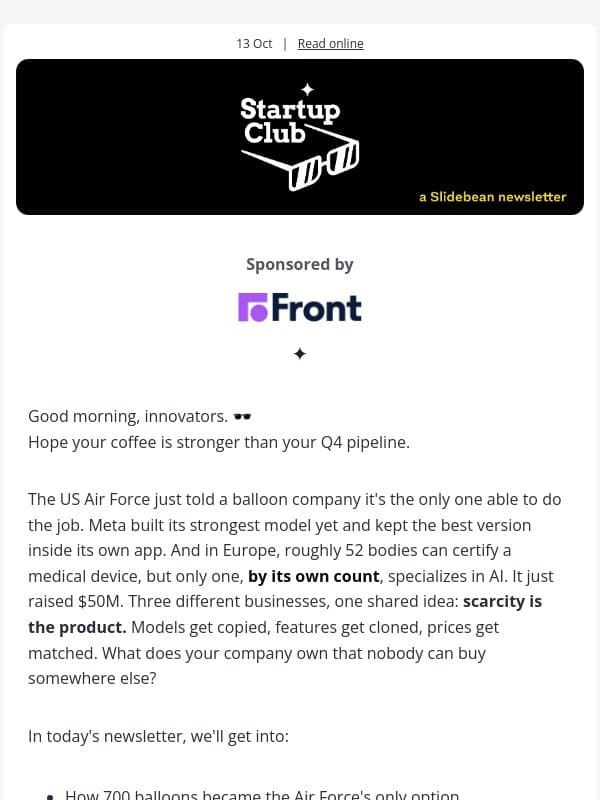 🕶️ 700 balloons, zero competitors email from Slidebean