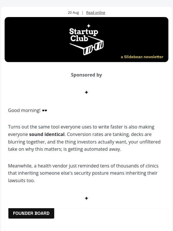 🕶️ 1 in 25 decks convert. Blame AI. email from Slidebean