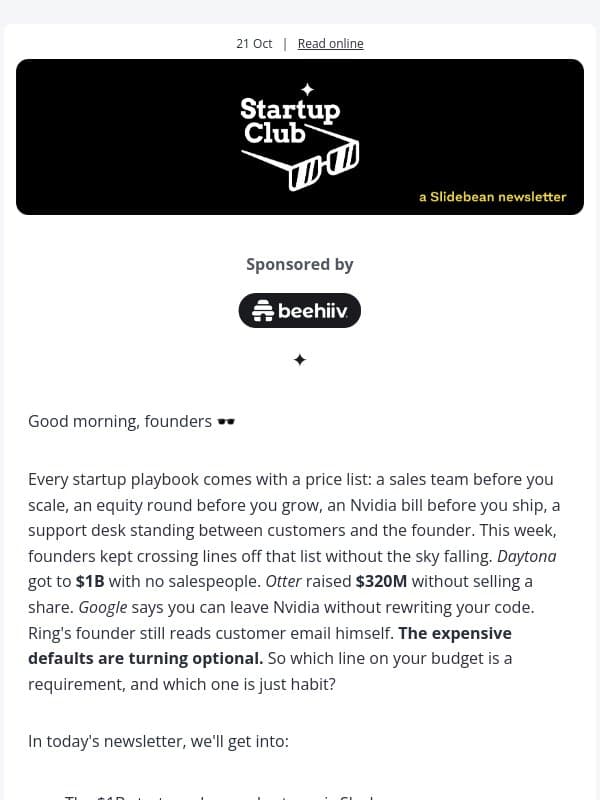 🕶️ A 30-person startup just hit $1B email from Slidebean
