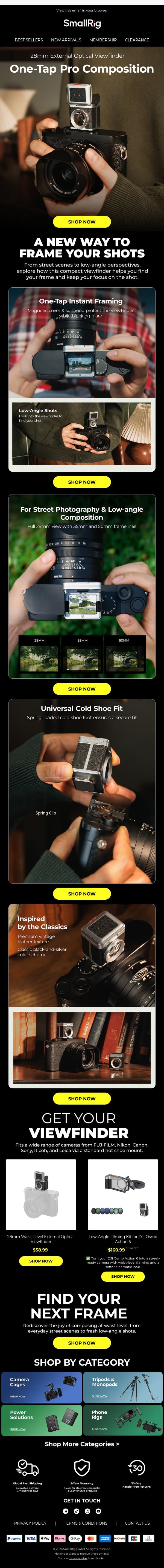 đź“· Meet the New Viewfinder: A Better Way to Frame Low-Angle Shots email from SmallRig screenshot