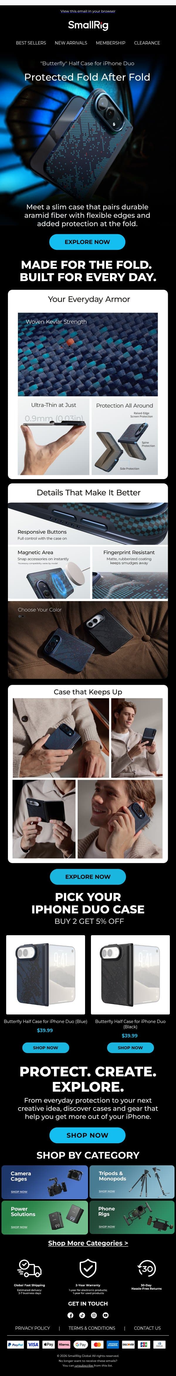 Just Launched: The Butterfly Half Case for iPhone Duo 🦋 email from SmallRig screenshot