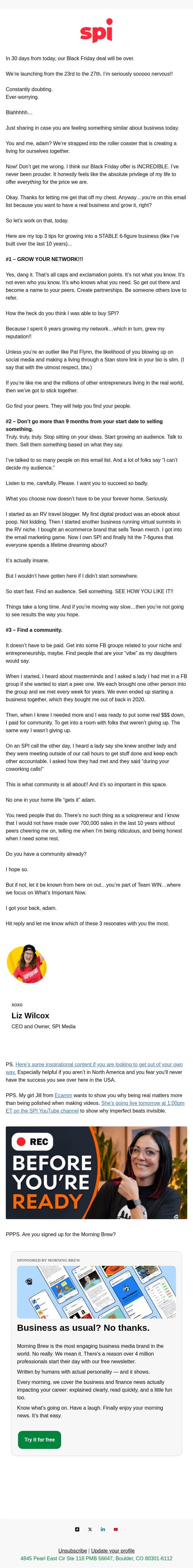 top 3 email from Smart Passive Income screenshot