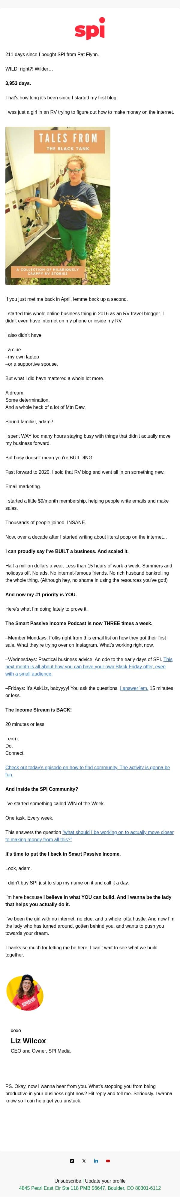 why email from Smart Passive Income screenshot