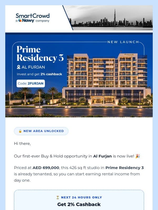 🚀 New Launch in Al Furjan email from SmartCrowd