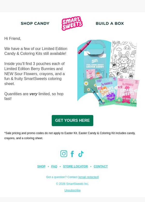 The cutest Easter surprise ๐ฐ ๐๏ธ email from SmartSweets screenshot