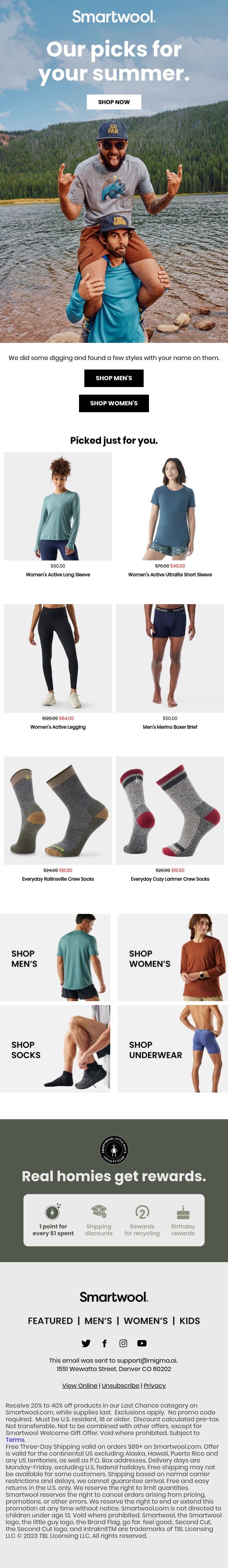 Your August edit email from Smartwool screenshot