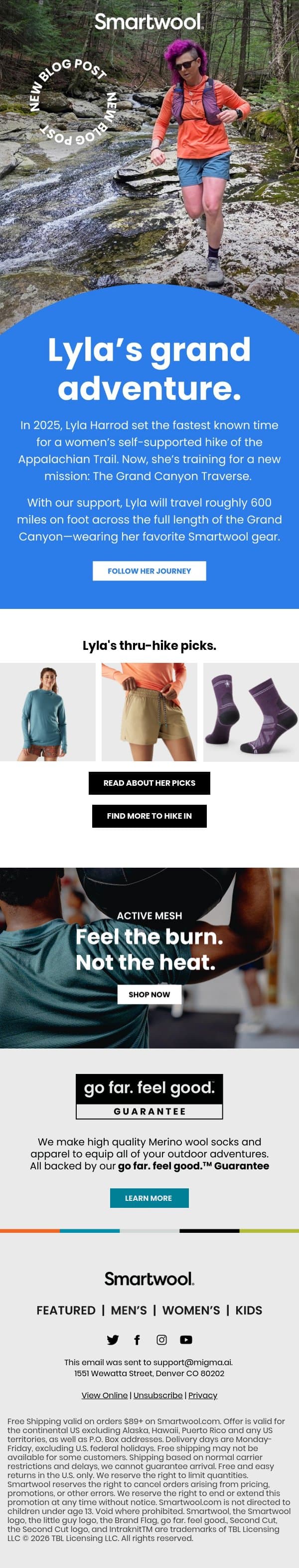 What are we doing in the Grand Canyon? email from Smartwool screenshot