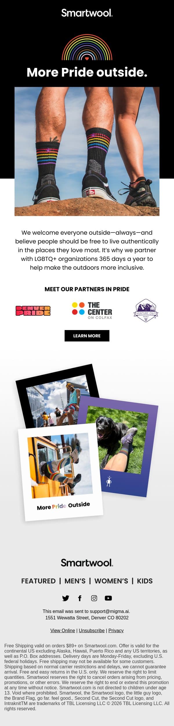 Enjoy the outdoors as you are email from Smartwool screenshot