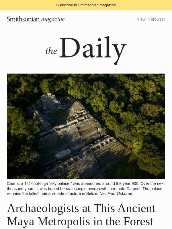 Archaeologists at This Ancient Metropolis in Belize Are Debunking Everything We Thought About the Maya, This Liberty Ship Brought the Bodies of Fallen Service Members Home After WWII and More email from Smithsonian Magazine
