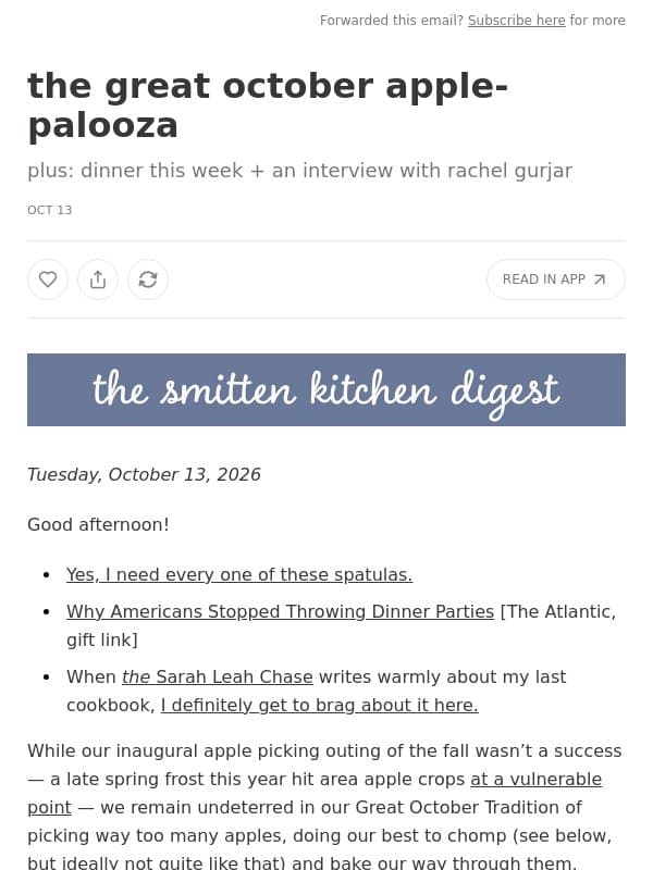 the great october apple-palooza email from Smitten Kitchen