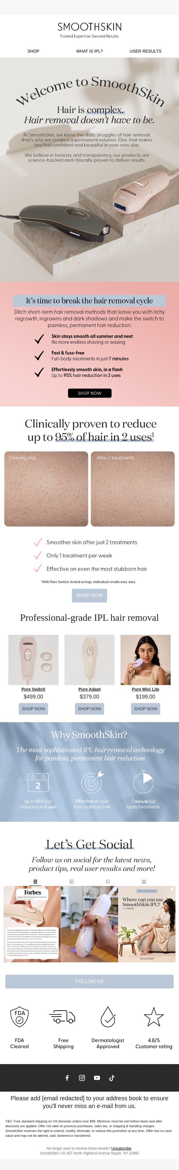 This is why people switch to IPL hair removal email from SmoothSkin screenshot