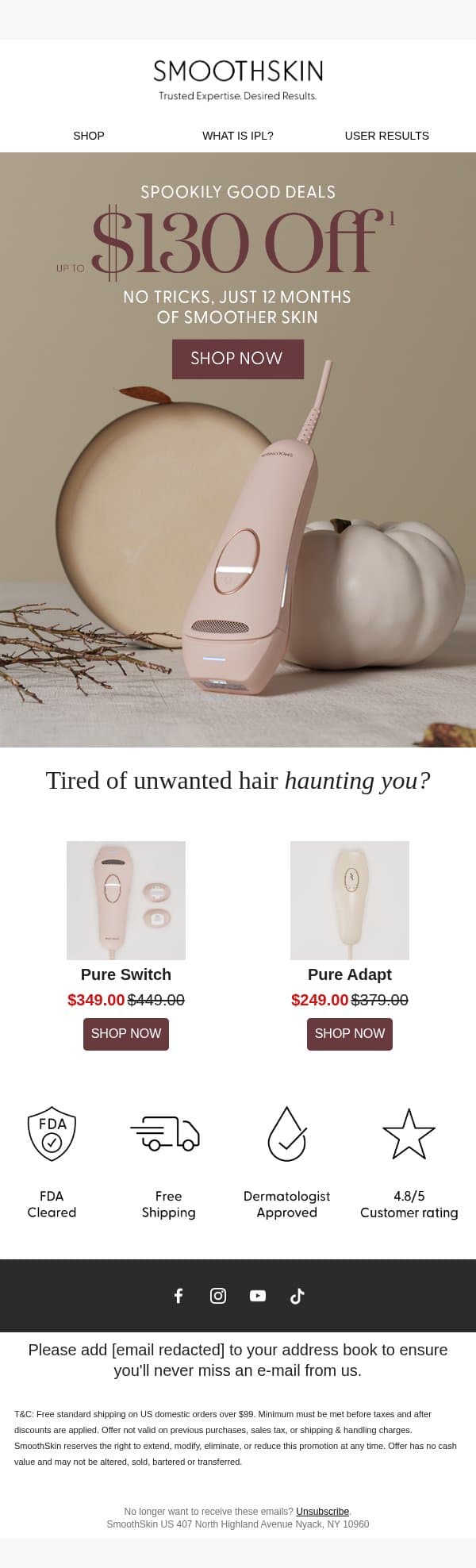 Spookily good deals inside 👻 email from SmoothSkin screenshot