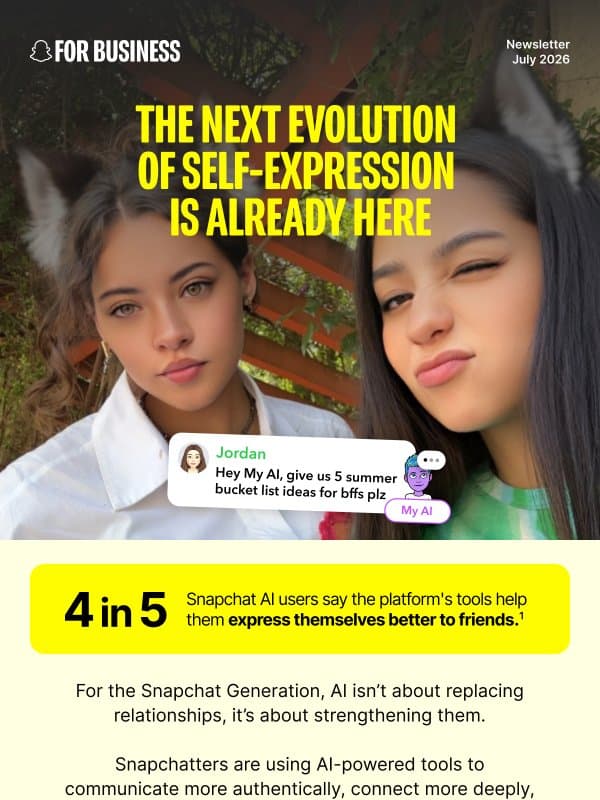 AI Isn't Just About Efficiency Anymore email from Snapchat