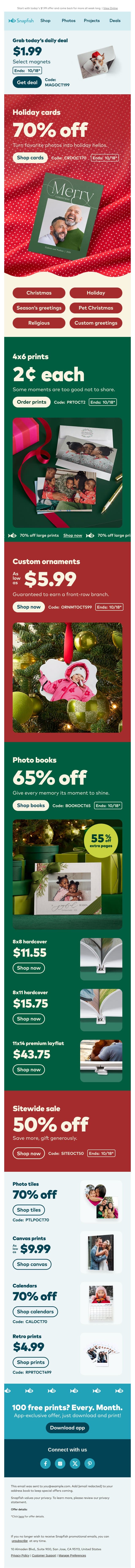 ✨ Your first Daily Deal has arrived! email from Snapfish screenshot