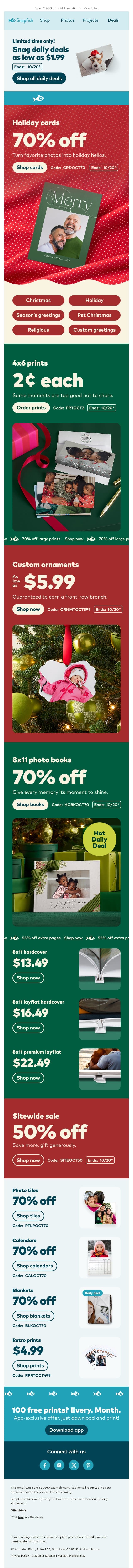 π¨ Last day for deals as low as $1.99! email from Snapfish screenshot
