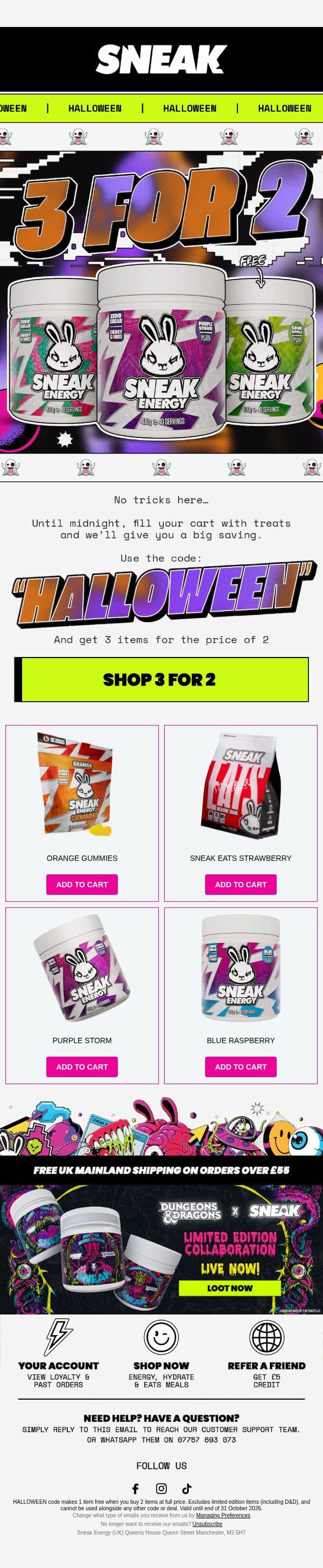 π» No tricks this Halloween π email from Sneak Energy screenshot