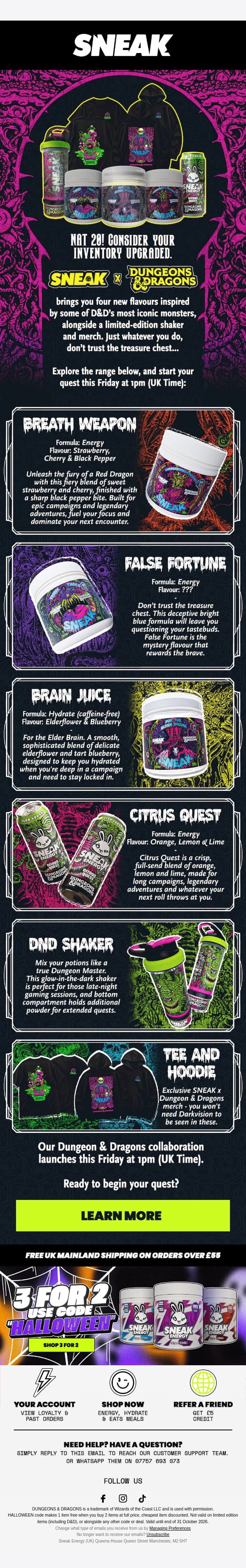 SNEAK x Dungeons & Dragons : Coming Friday email from Sneak Energy screenshot